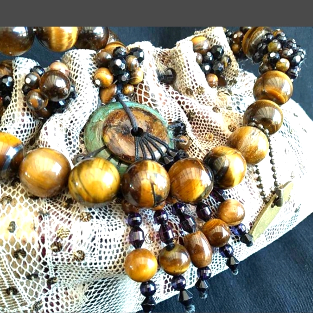 Tigers Eye Mary Frances Purse
